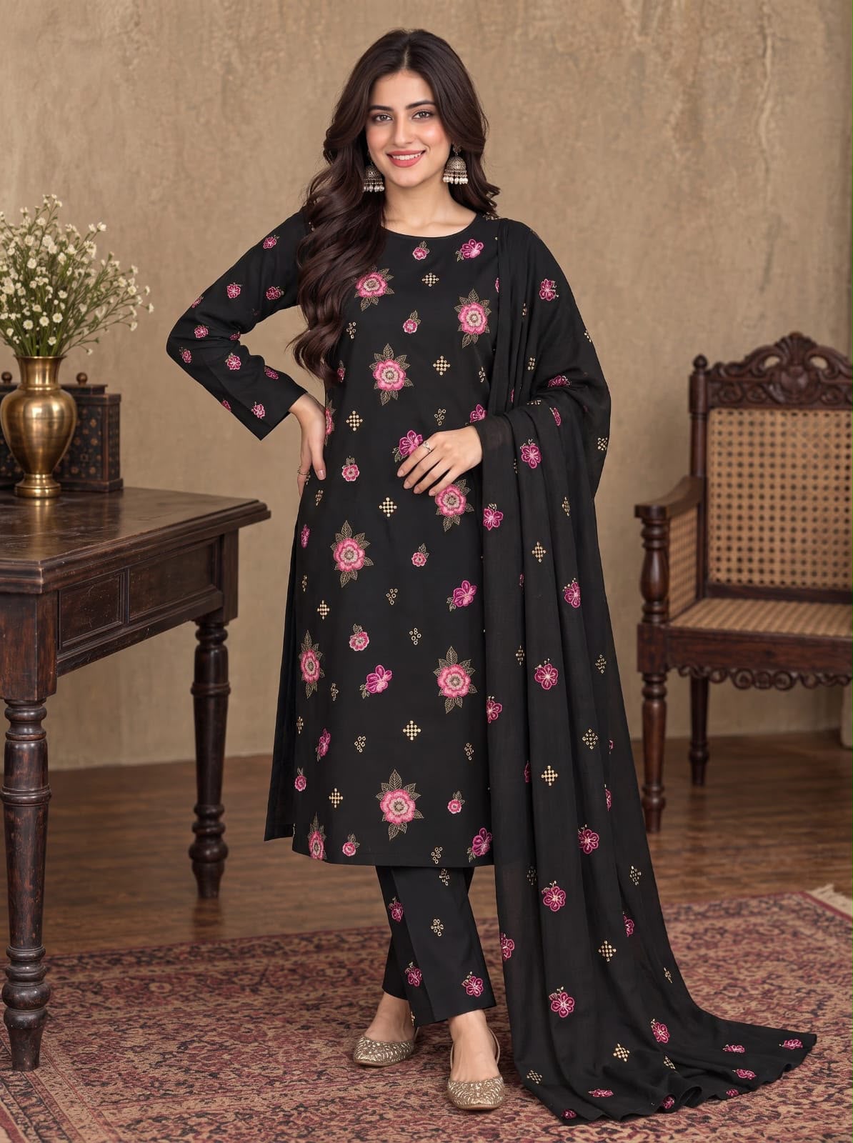 WhatsApp Image 2026-09-08 at 11.35.53 AM 3-Piece Unstitched Laamline Full Heavy EMB Suit | LLM-1021 - Image 1